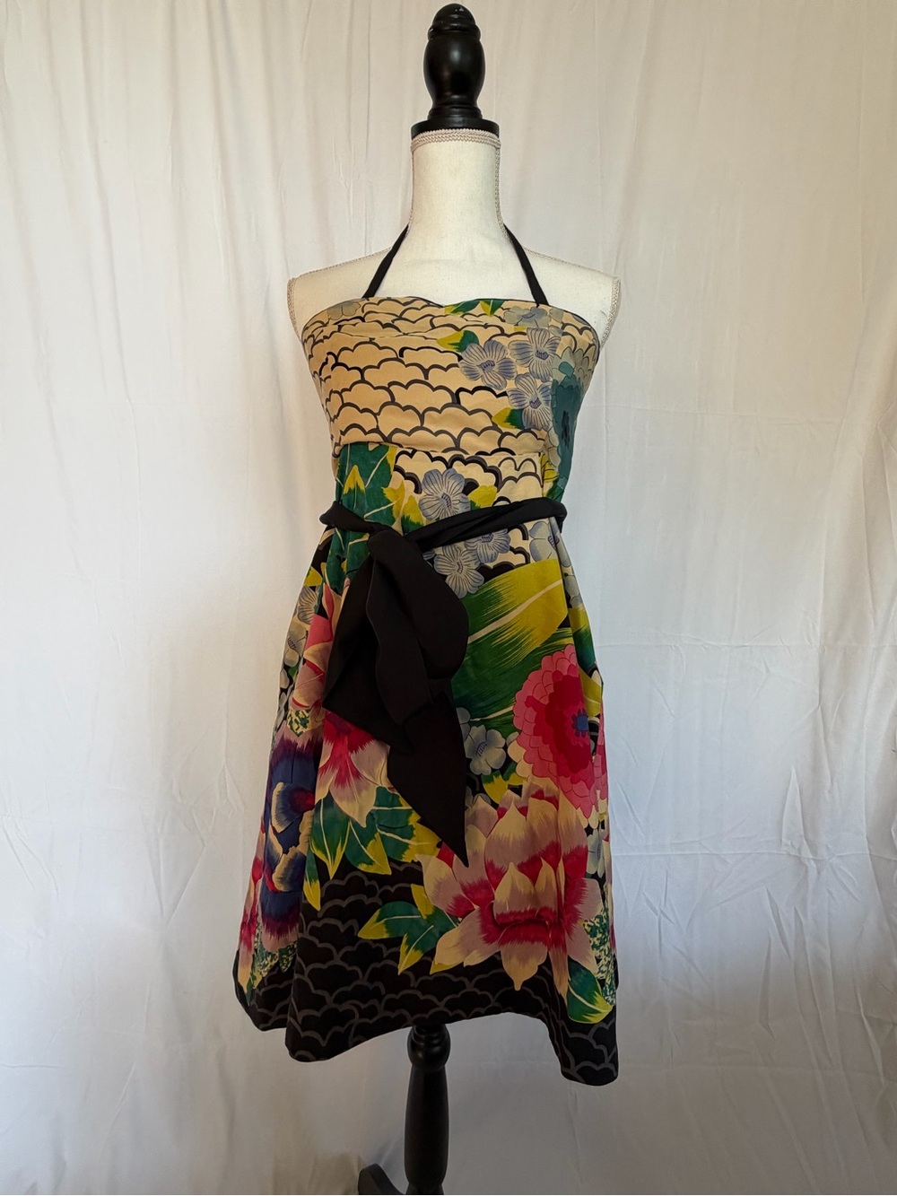 Moulinette Soeurs silk strapless floral printed dress size 8